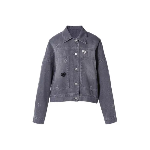 LOFT SHINE Loose Fit Denim Jacket Women's Denim Gray
