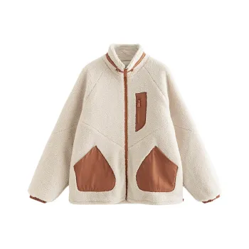 Initial Language Velvet feel Coat Women's Beige Apricot