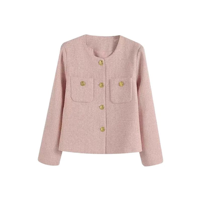 ECNR Cropped Coats Women's Pink-0