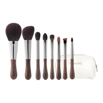 Texamo Ebony Wood Makeup Brush Set 8 Pcs
