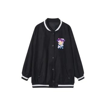 SEENFAAN x Qee Loose Fit Moderate Baseball Jacket Unisex Elegant Black