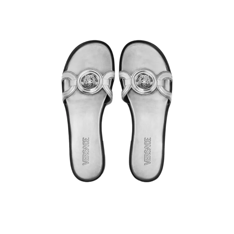 VERSACE Medusa '95 Quick Dry Slide Slippers Women's Silver-3