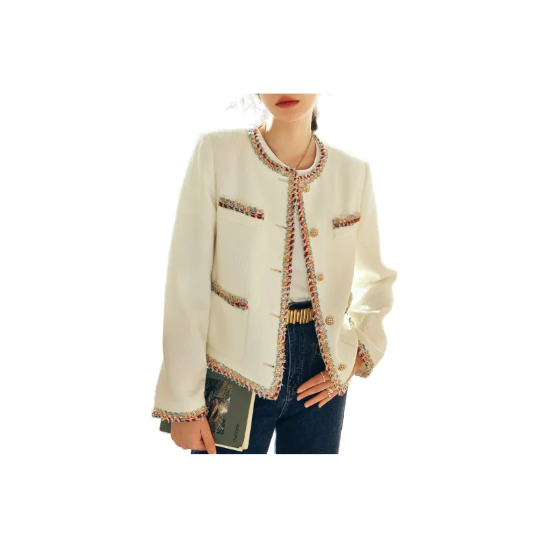 Olrain Cropped Coats Women's Ecru-0
