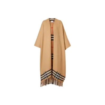 Burberry Fringed Check Cape