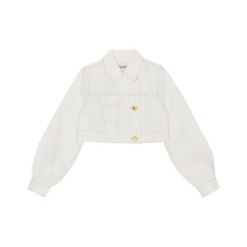 GANNI Off centre Button fastening Cropped Denim Jacket
