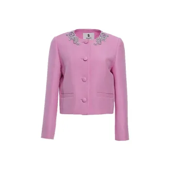 BESIONIA FW24 Cropped Coat Women's Pink Purple