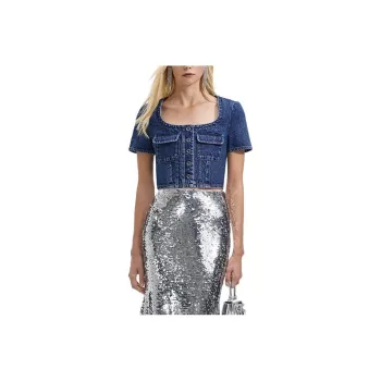 Self portrait Denim Jacket Women's Denim Blue