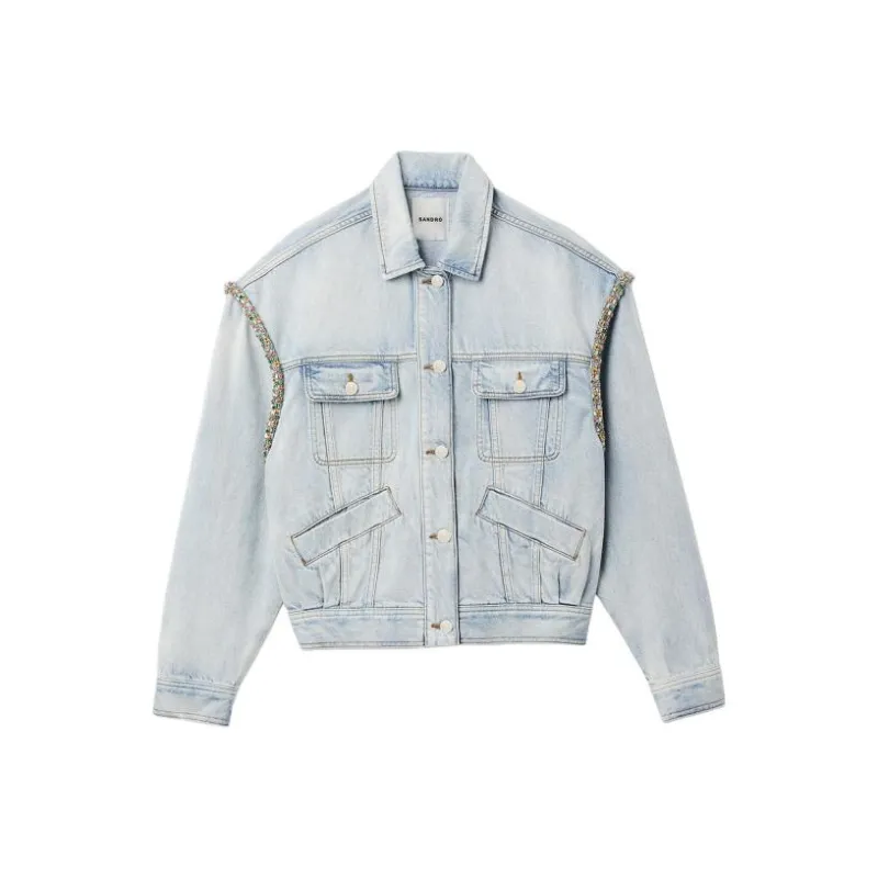 Sandro Denim Jackets Women's Light Denim Blue-0