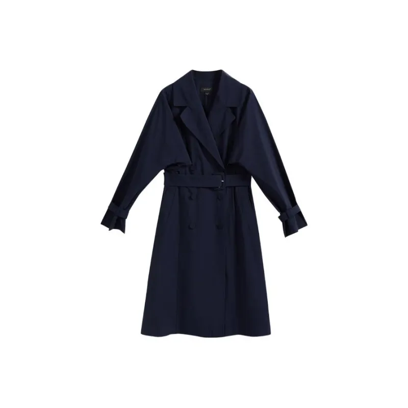 Yiner Trench Coat Women's Navy Blue-0