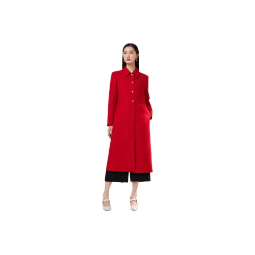 GOOBGS Trench Coat Women's Auspicious Year Red