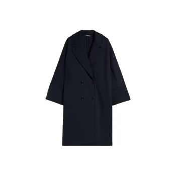 ’S MAX MARA Epopea Collection Double-Breasted Jersey Coat Coats Women's Dark Blue