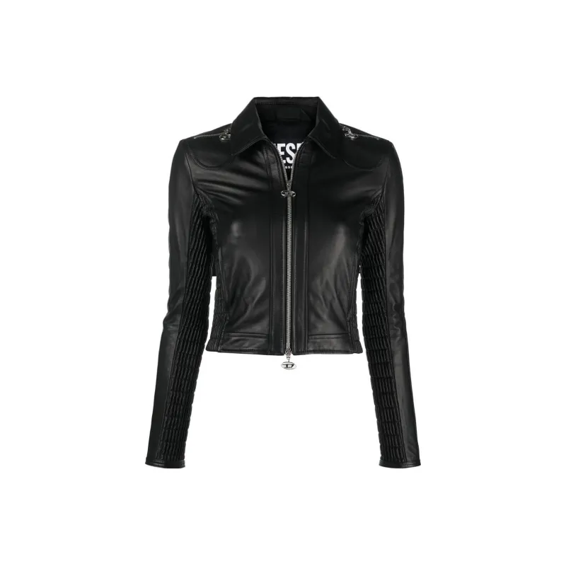 DIESEL Leather Jackets Women's Black-0