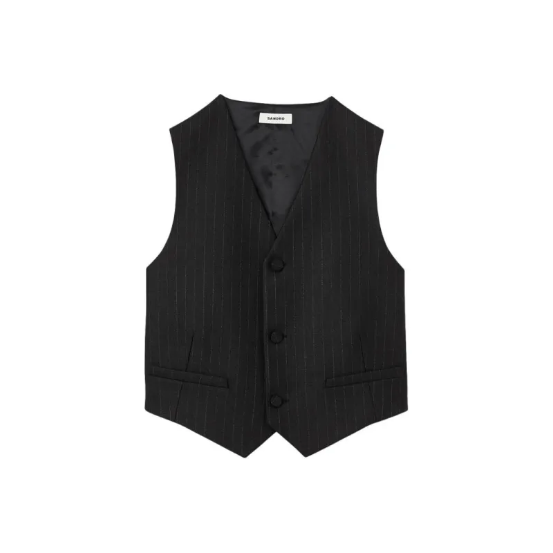Sandro Pinstripe Button-up Vest-0