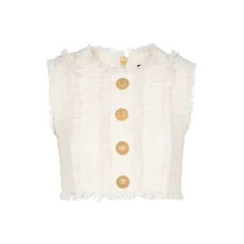 BALMAIN Tweed Cropped Top