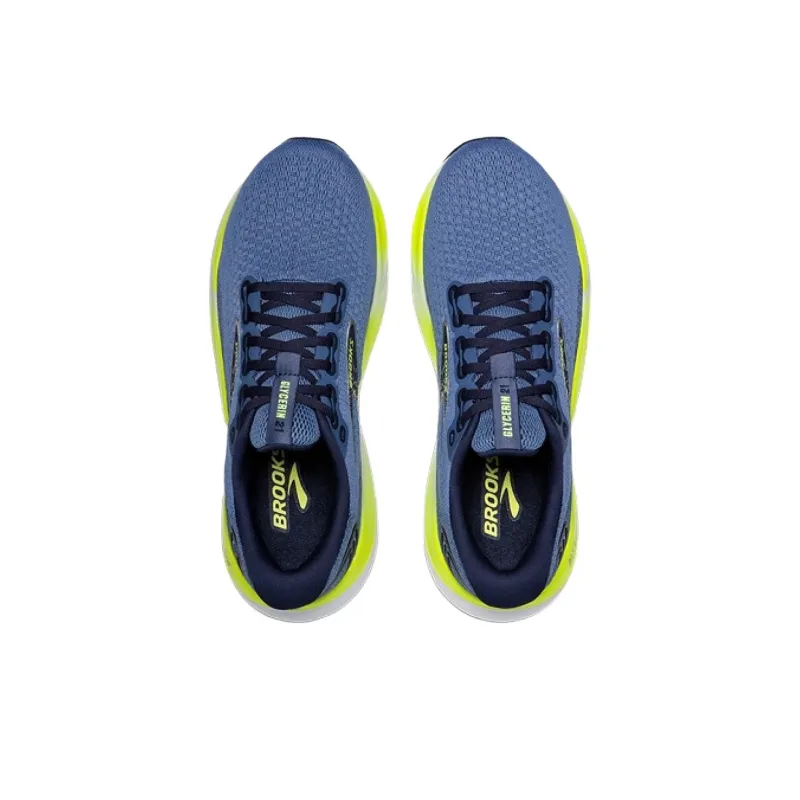 Brooks Glycerin 21 Cushioning Support Abrasion Resistant Low Top Running Shoes Men's Blue-3