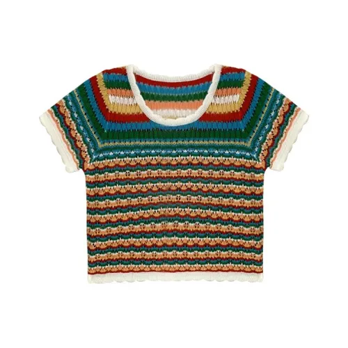 WUPODAMANVZHUANG Knitwear Women's Woven Rainbow