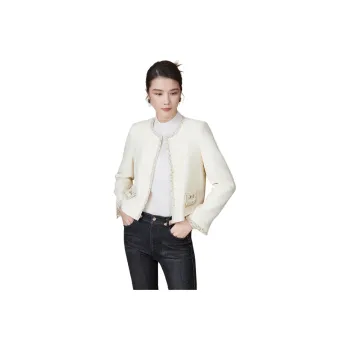 BBLLUUEE Cropped Coat Women's Vanilla Apricot