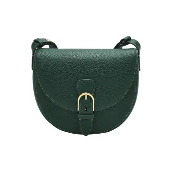 FOSSIL Leather Saddle Bag, Shoulder Bag, Crossbody Bag Large Size Women's Emerald Green