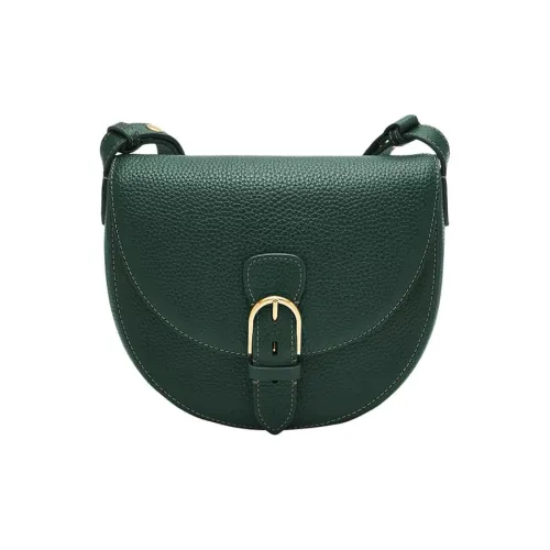 FOSSIL Leather Saddle Bag, Shoulder Bag, Crossbody Bag Large Size Women's Emerald Green
