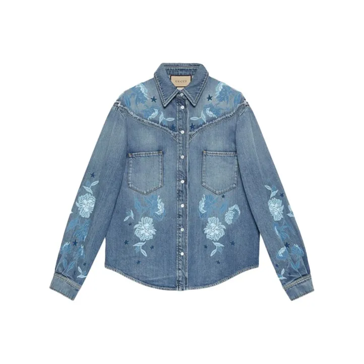 GUCCI Lovelight Series FW22 Denim Jacket Women's Blue-0