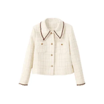 VIMLY Cropped Coats Women's Cream Apricot