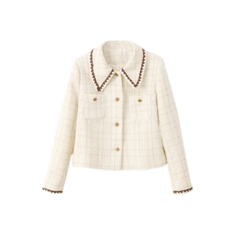 VIMLY Cropped Coats Women's Cream Apricot-0