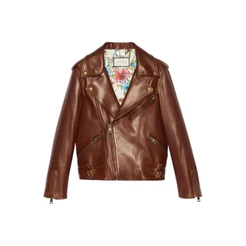 GUCCI Leather Jacket Women's Umber