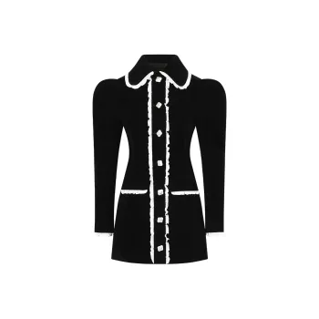 AooRaa Velvet Jackets Women's Black Long Coat