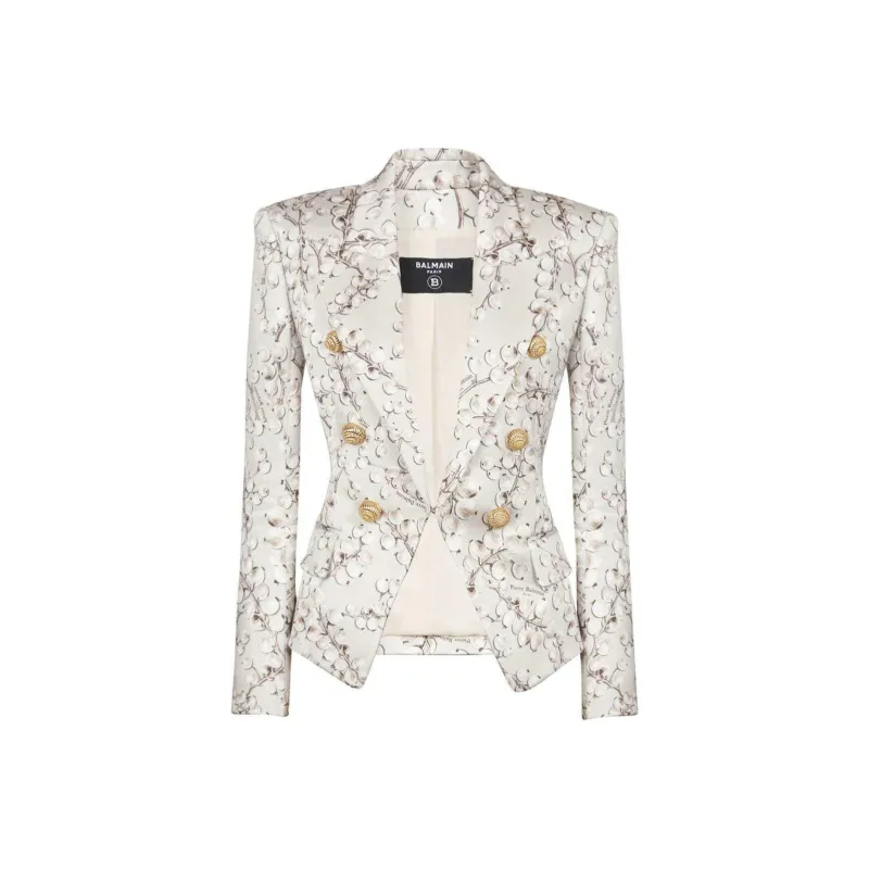 BALMAIN Redcurrant Print 6-Button Satin Jacket-0