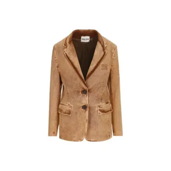 MIU MIU Denim Jackets Women's Cognac