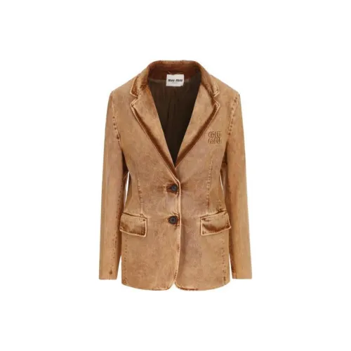 MIU MIU Denim Jackets Women's Cognac