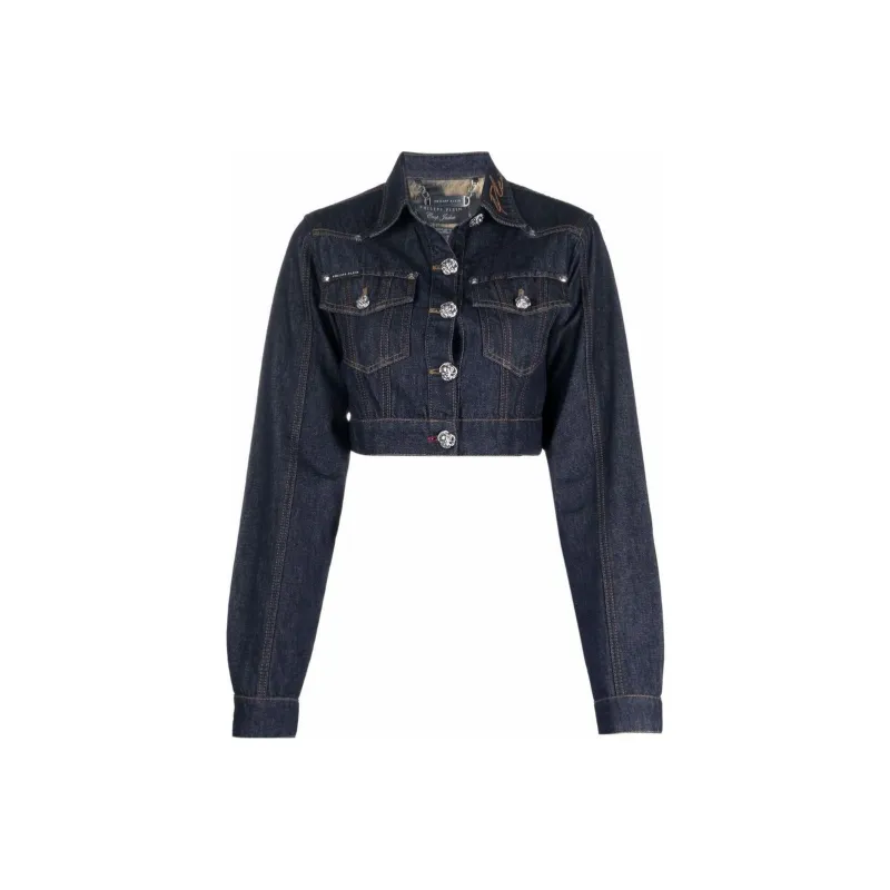 PHILIPP PLEIN Chains Cropped Denim Jacket-0