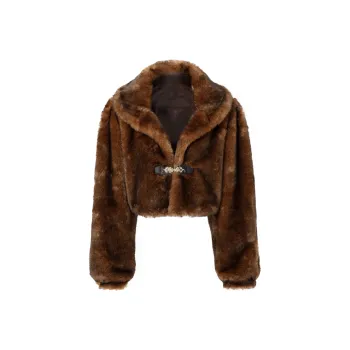 JYOSEI Loose Fit Thickened And Fleece Lined Jacket Women's Brown