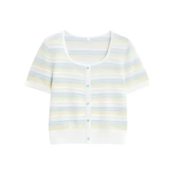 Love To Serve Knitwear Women's Yellow Blue Stripes