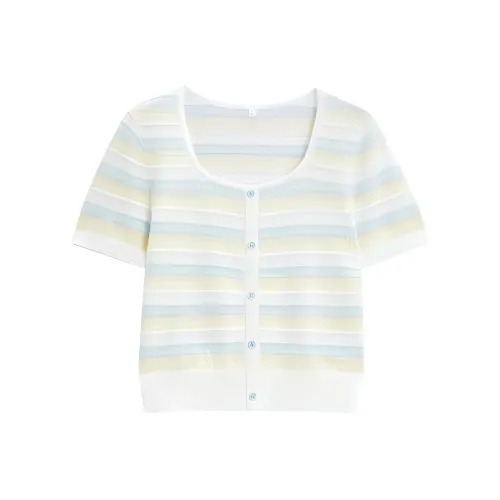 Love To Serve Knitwear Women's Yellow Blue Stripes