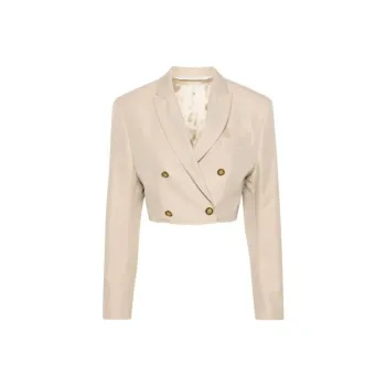 PALM ANGELS Buttons Crop Blazer Beige