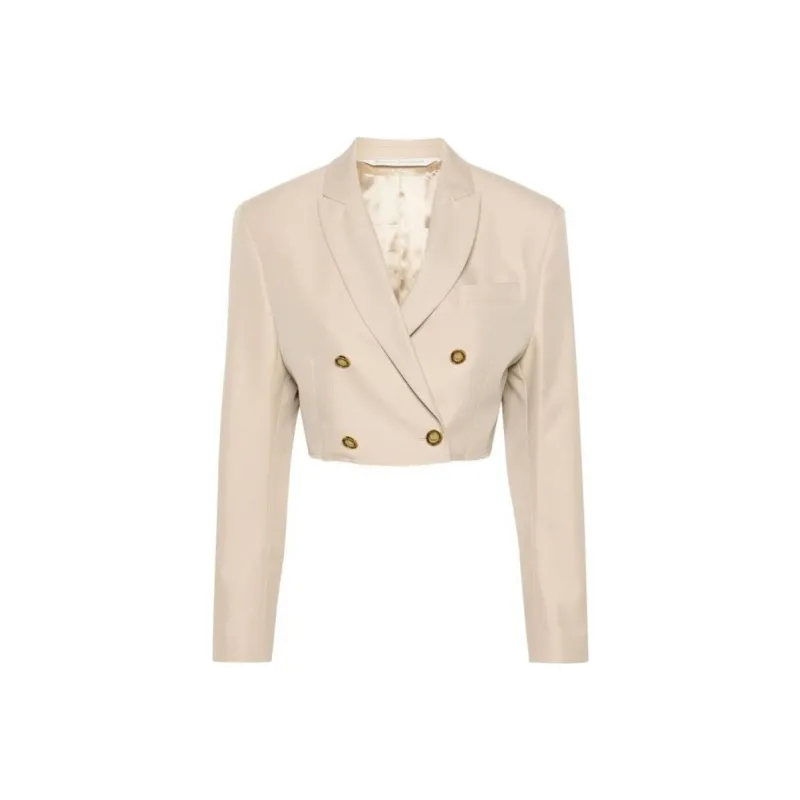 PALM ANGELS Buttons Crop Blazer Beige-0