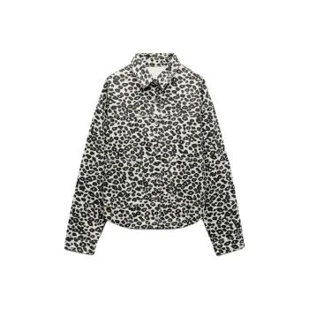 ZARA Denim Jacket Women's Leopard Print