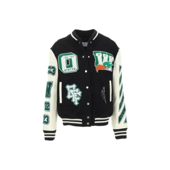 OFF WHITE Embr Patches Woman Varsity Black/Green/White