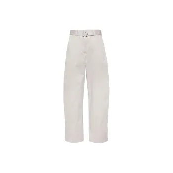 MSGM High Waist Wide Leg Belted Twill Trousers