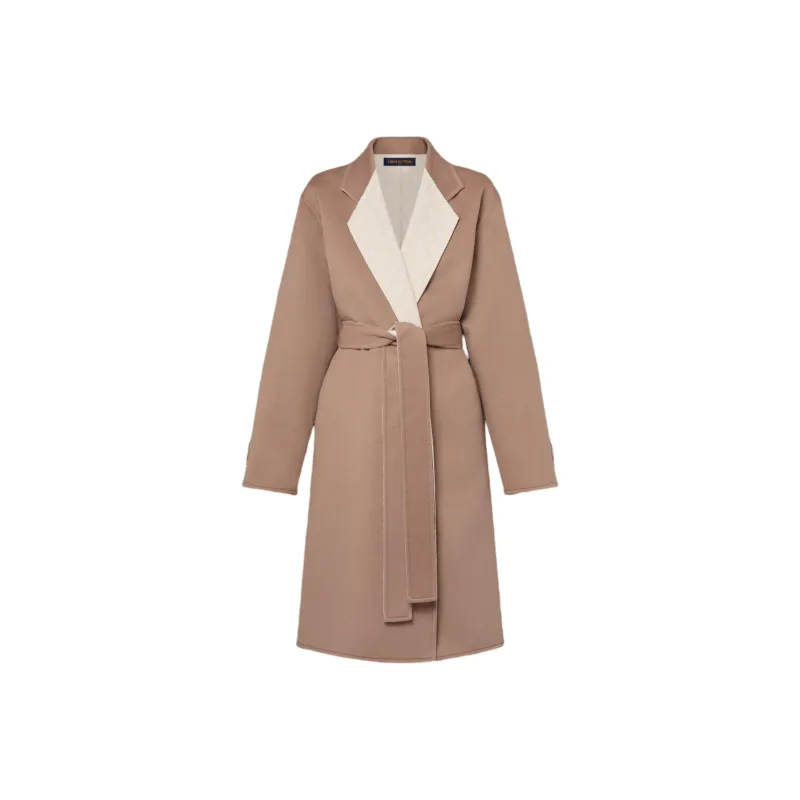 LOUIS VUITTON Lapel Collar Wrap Coat Coats Women's Pink-0