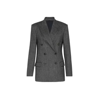Brunello Cucinelli Herringbone Motif Double-Breasted Blazer