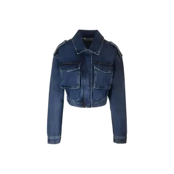 Self portrait Denim Utility Cropped Jacket