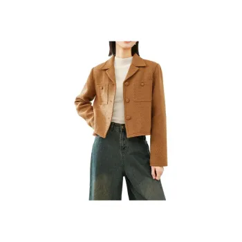 VIMLY Velvet-feel Coat Women's Caramel