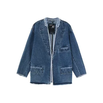 DEER AND FLYER Loose Fit Denim Jacket Women's Denim Blue