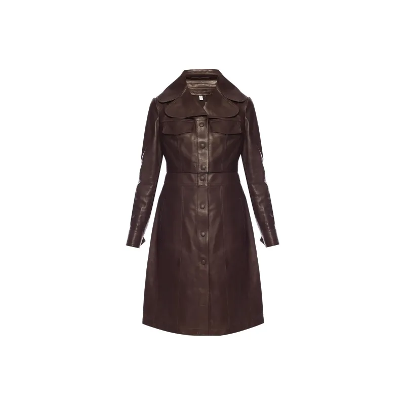 Burberry Leather Jackets Women's Brown-0