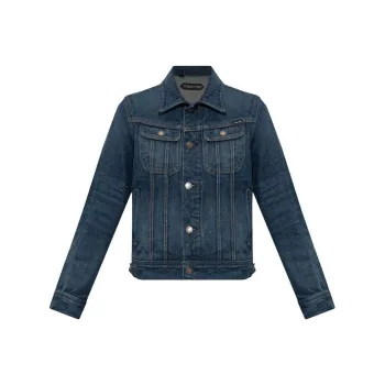 TOM FORD Logo Patch Button Up Denim Jacket