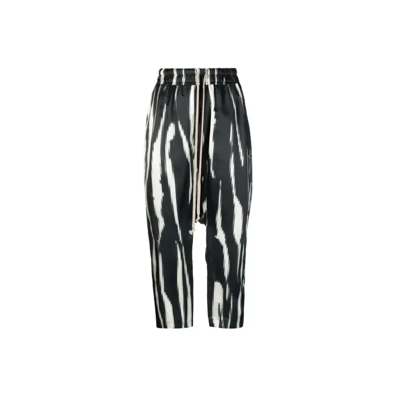Rick Owens DRKSHDW Zebra print Dropped Crotch Trousers-0