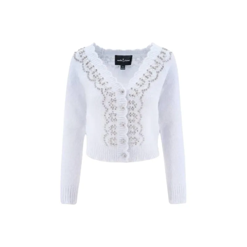 NEEDLE & THREAD Crystal embellished Cardigan-0