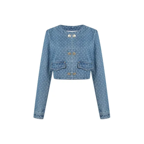 Three Quarters Cropped Coats Women's Blue